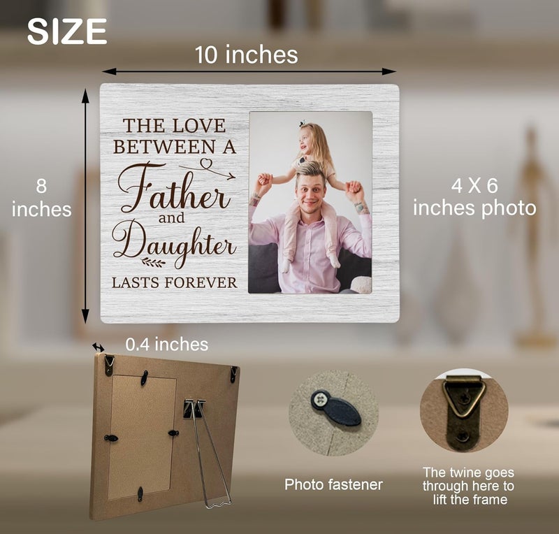 CAIFZ Father Picture Frame Gifts From Daughter, Father and Daughter Wooden Photo Frame, 4x6 inch Photo - Image 3